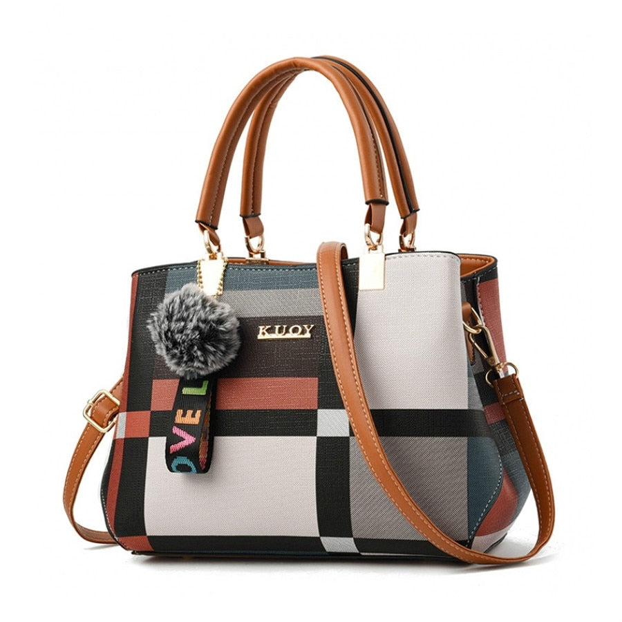 Valenkuci New Casual Plaid Shoulder Bag Fashion Stitching Wild Messenger Brand Female Totes Crossbody Bags