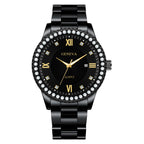 Geneva New Roman Scale Men Diamond crafted Calendar Steel Belt Quartz Watch Stainless Steel Men's Quartz Watch
