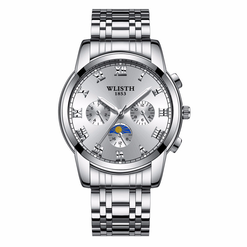 WLISTH Watches Mens Luxury Sport Quartz Watch Stainless Steel Bracelet  Waterproof Watch for Men