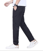 Men's Fashionable Business Casual Formal Pants Solid Color Ice Silk Casual Pants Men's Thin Slime Fit Formal Casual Pants