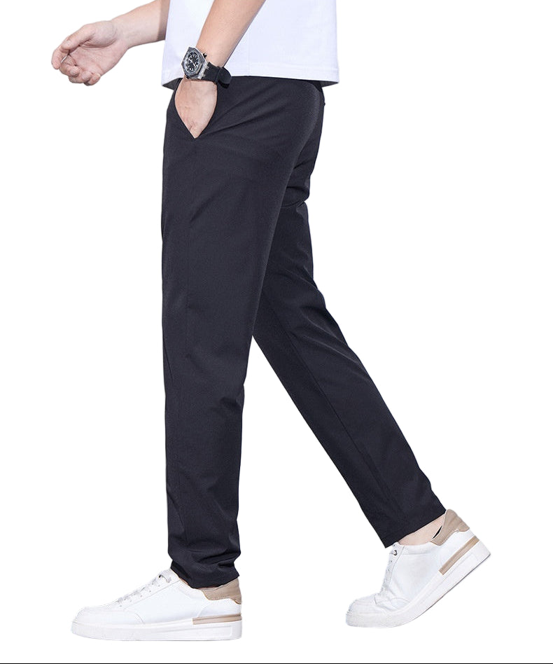 Heren modieuze zakelijke casual formele broek effen kleur ijs zijde casual broek Heren dunne slime fit formele casual broek