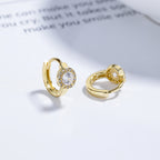 925 Sterling Silver Square Round Full Diamond Earrings Women's