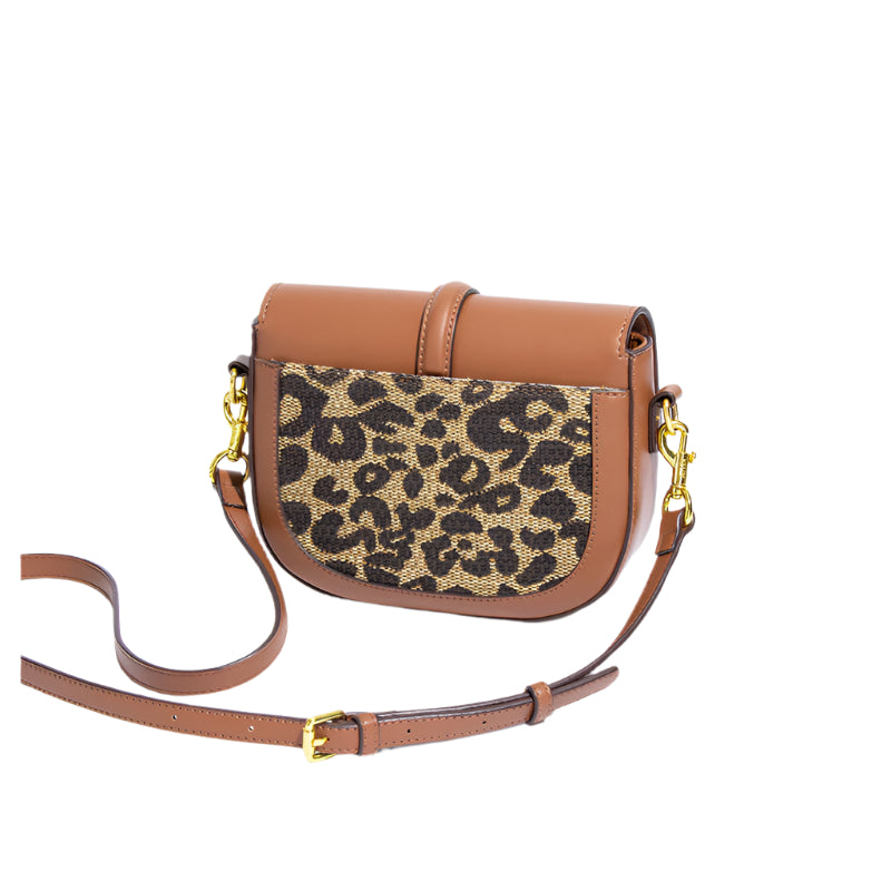 Dames schoudertas luipaardprint mode enkele schouder crossbody tas slot gesp leren dames schoudertas