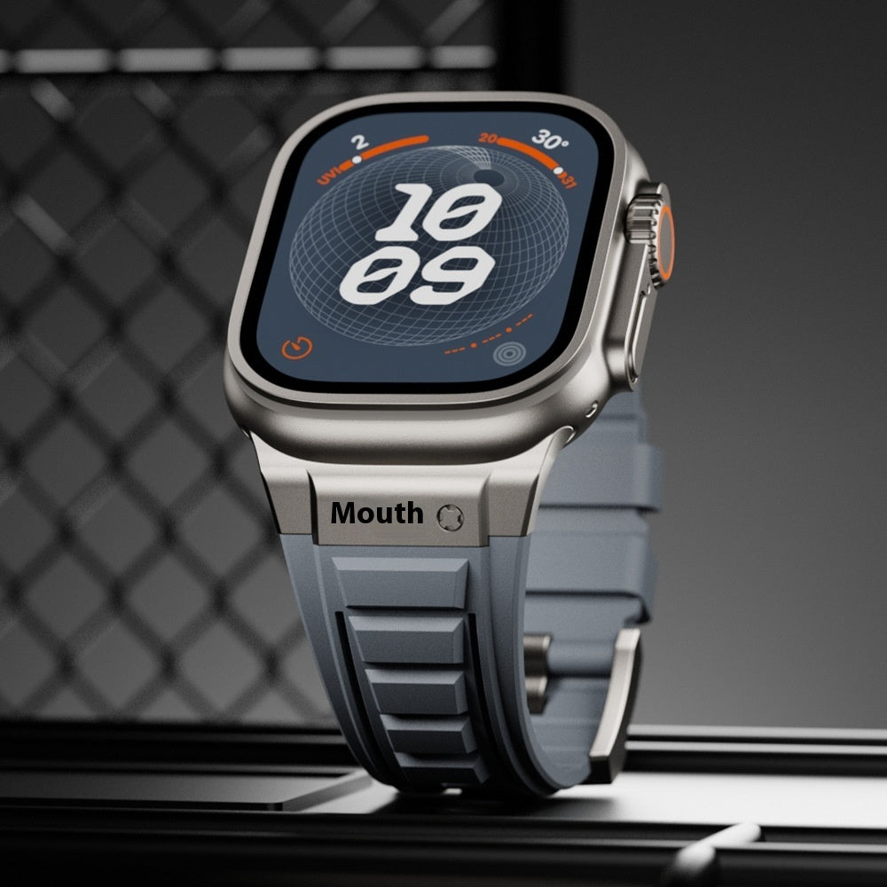 Apple Watch High Elastic Silicone Strap I watch Series   1-9 Metal Folding Buckle Smart Watch