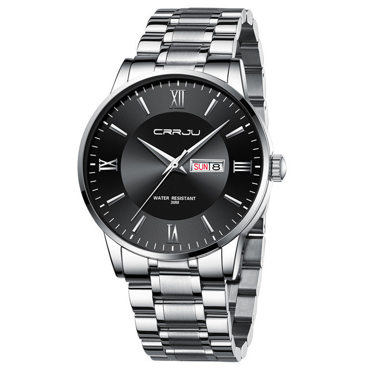 CRRJU Men's Classic Fashion Watch Automatic Quartz Movement Steel Band Waterproof Man Watch - Acquisti Online