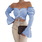 Women's One-shoulder drawstring shirt