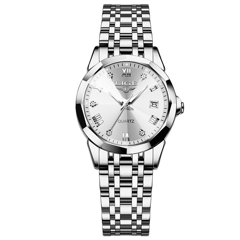LIGE Top Luxury Elegant Watch for Women Waterproof Luminous Date Ladies Watch Stainless Steel Quartz Women's Watches