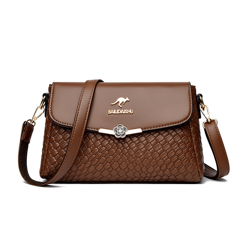 Modieuze crossbodytas voor dames, originele leren schoudertas met grote capaciteit, meerdere ritsvakken, schoudertas voor dames
