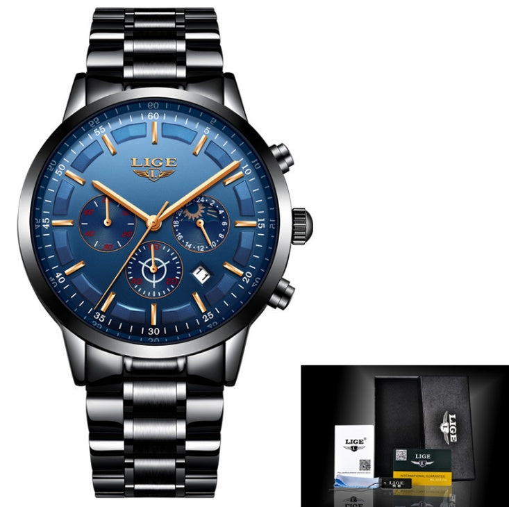 Men's personality fashion trend casual waterproof moon phase quartz watch