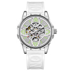ONOLA Men Automatic Mechanical Watch Lucky Grass Luxury Hollow Out Dial Waterproof Silicone Band Mechanical Watch