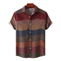 Men's Fashionable Casual Shirt Solid Color Vintage Print Casual Shirt Loose Fit Short Sleeve Men's Casual Shirt