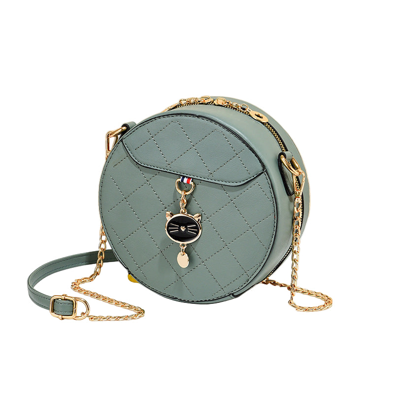 Kleine ronde tas voor dames, grote capaciteit, schoudertas voor dames, modieuze kettingriem, crossbodytas voor dames