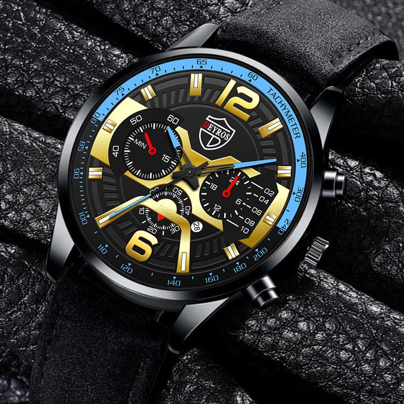 Orologio Automatico da Uomo Deyros Fashion Business Casual al Quarzo Impermeabile con Cinturino in Pelle