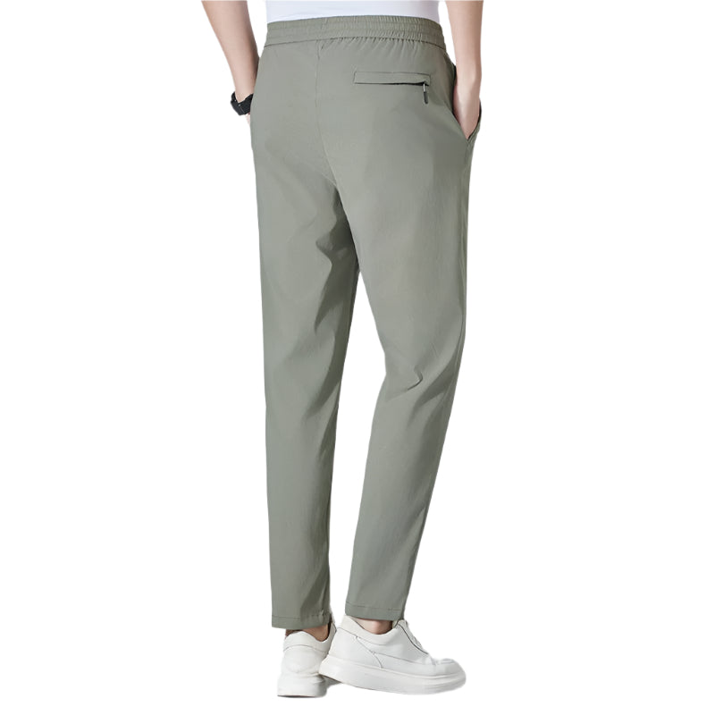 Men's Fashionable Ice Silk Pants Quick-drying Thin Loose Straight Men's Trousers Double Layer Belt Fashion Men's Trousers