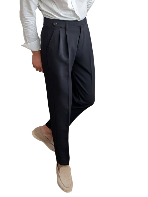 Fashion Mid-High Waist Straight Cropped British Pants Men's