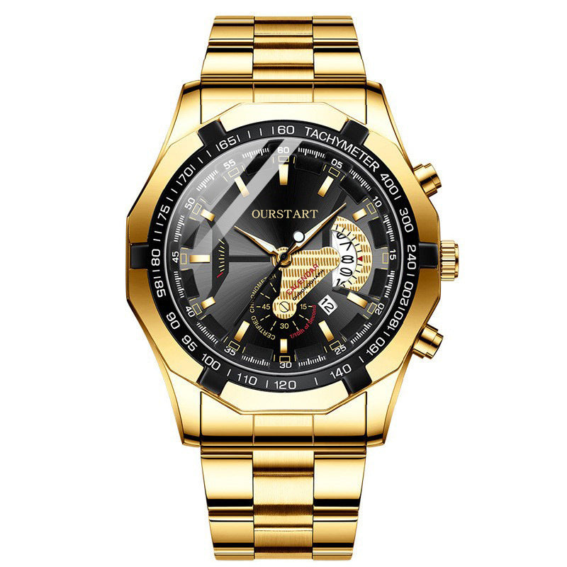 Man Business Casual Fashion Watch Automatic Quartz Movement Leather Band Business Men Watch - Acquisti Online