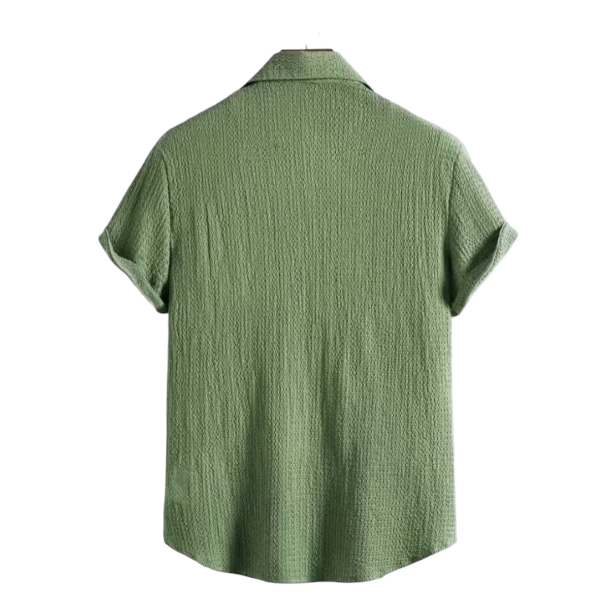 Men's Fashionable Casual Shirt Solid Color Polyester Fiber Leisure Wrinkle Fashion Men's Short Sleeve Shirt