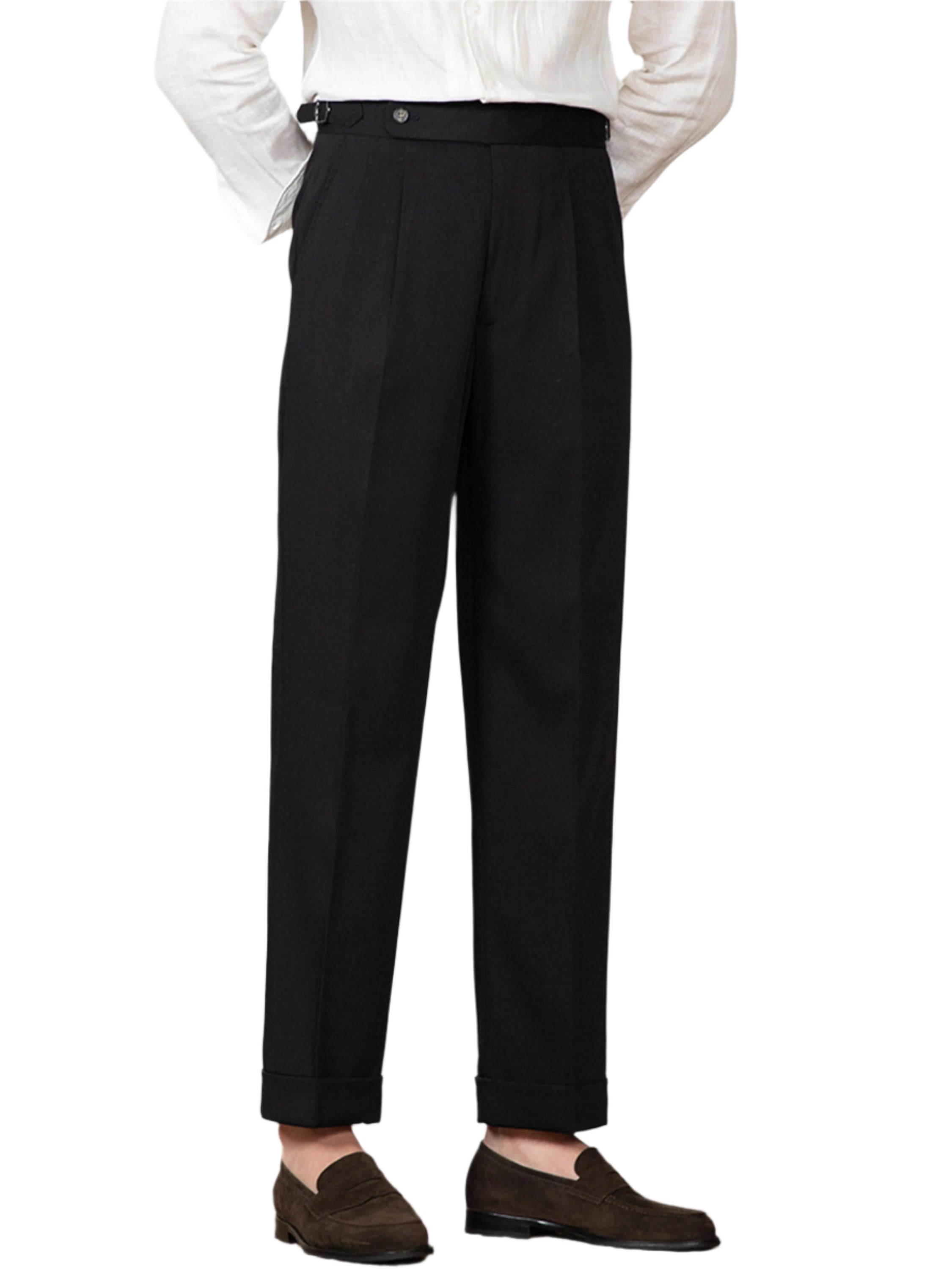 Heren Modieus Hoge Taille Recht Formeel Pak Casual Broek Rechte Pijp Micro-elastische Heren Formeel Casual Broek