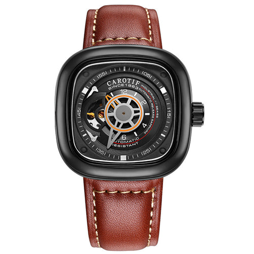 Carotif Men Leather Band Automatic Watch - Acquisti Online