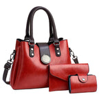 Women's Fashion Simple Large Capacity Shoulder Messenger Handbag Three-piece Set - Acquisti Online