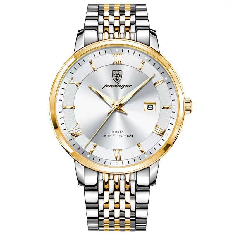 POEDAGAR Luxury Watch Korean Style Brand Men Sports Waterproof Week Date Quartz Wristwatches Luminous Stainless Steel Men's Watch - Acquisti Online