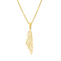 Damesmode hanger ketting met geometrische hanger van titaniumstaal en 18-karaats vergulde hanger met Palestijnse vlag.