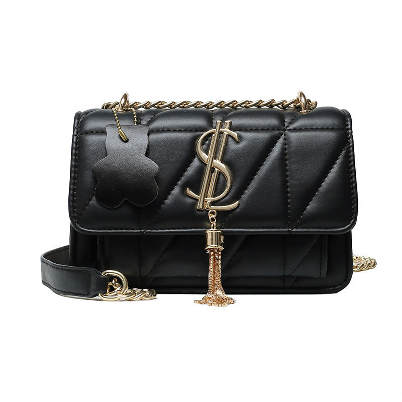 Modieuze dames crossbodytas met PU-ritsvak, schoudertas met grote capaciteit, modieuze ketting, dames crossbodytas