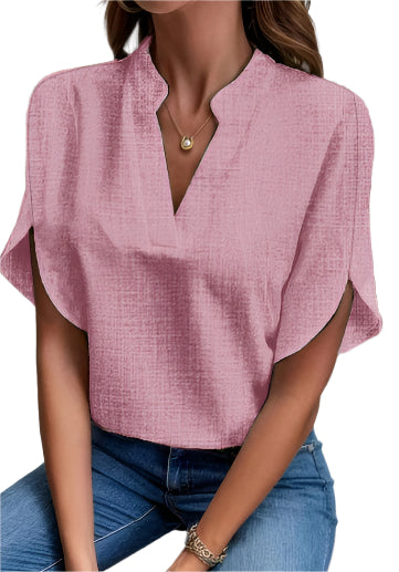 Zomers kort mouwen chiffon shirt Nieuw V-hals shirt Dames casual veelzijdige kleding