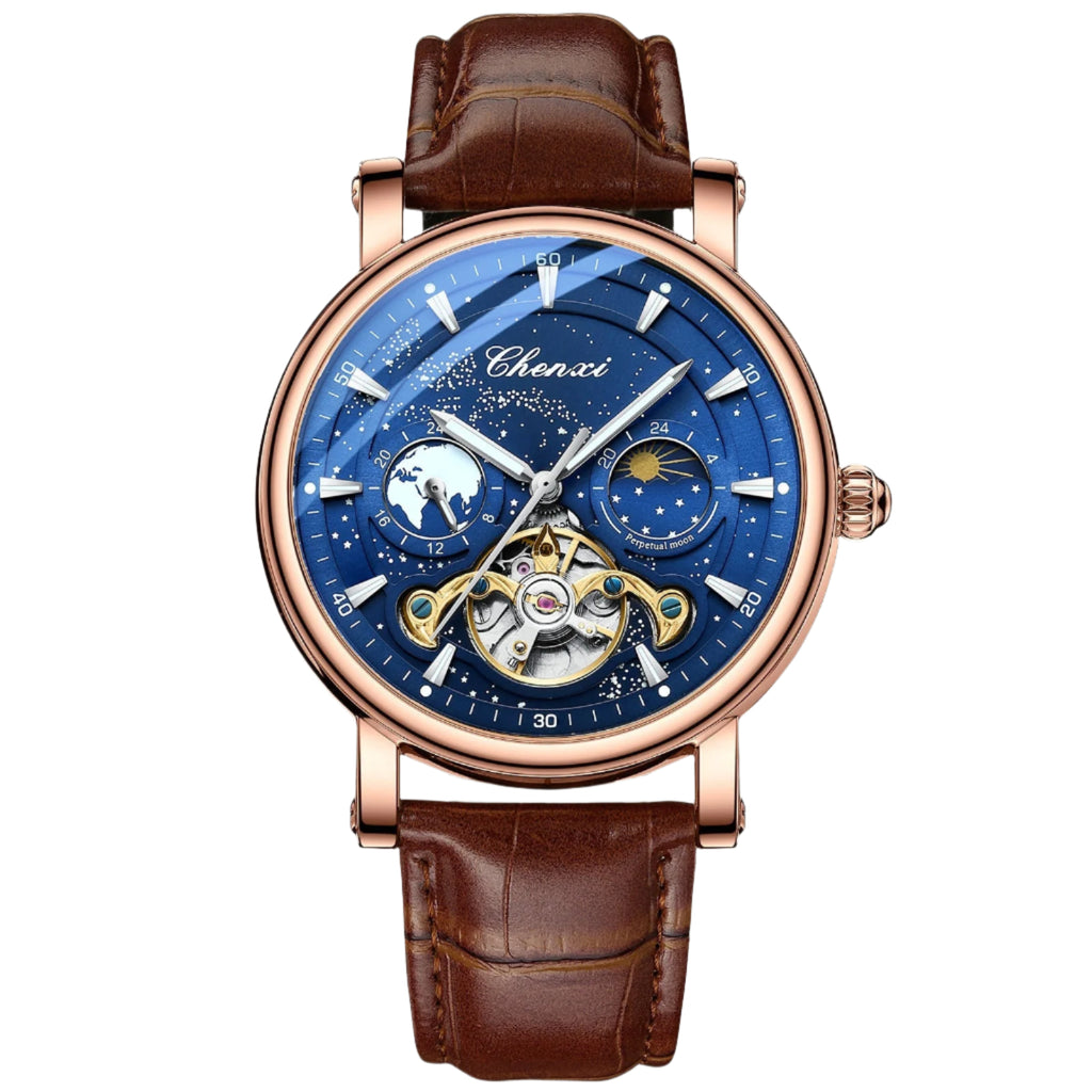 CHENXI Mens Automatic Mechanical Watch Tourbillon Luxury Quartz Waterproof Luminous Wristwatch