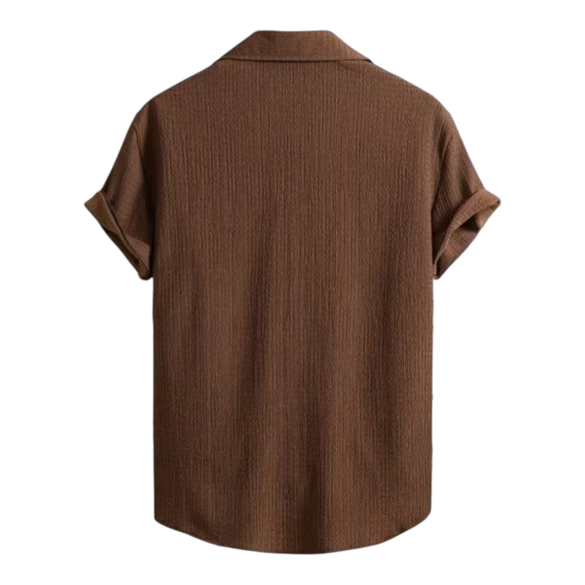 Men's Fashionable Casual Shirt Solid Color Polyester Fiber Leisure Wrinkle Fashion Men's Short Sleeve Shirt