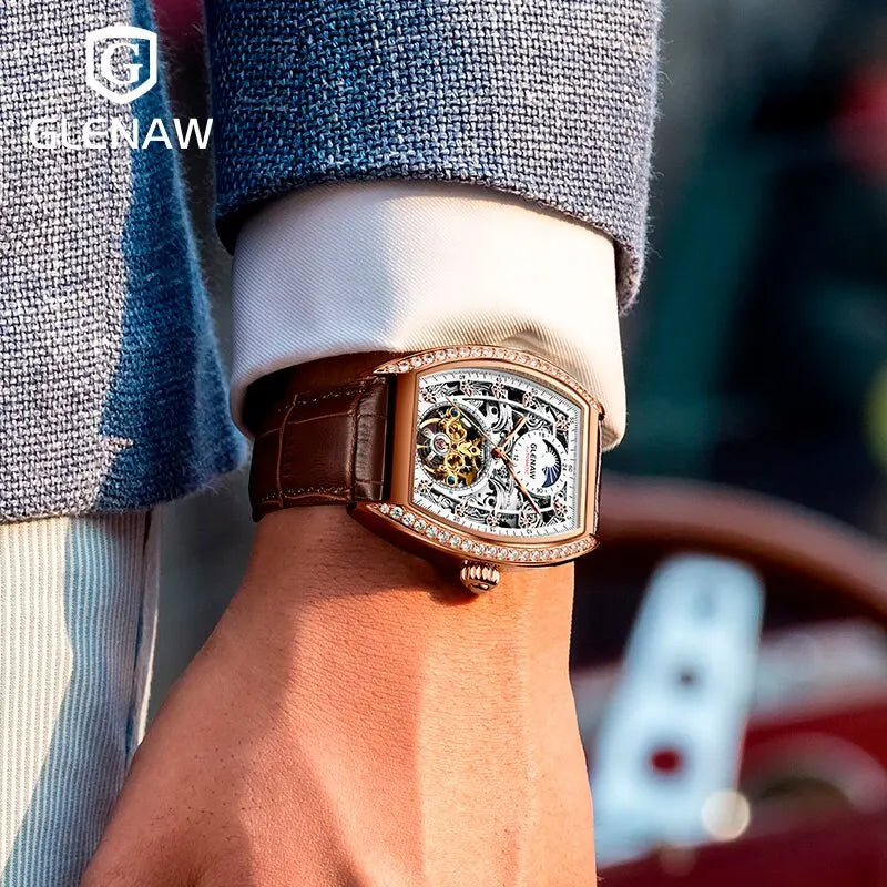 Luxury Man Business Casual Automatic Mechanical Hollow Square Watch - Acquisti Online