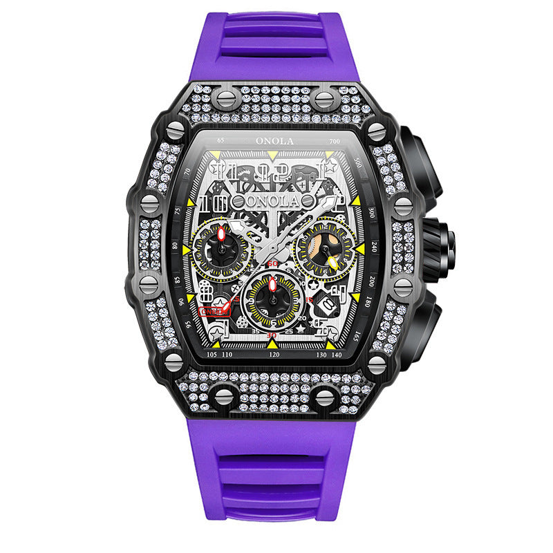 Orologio meccanico multifunzionale alla moda, nuovo, stile Full Diamond