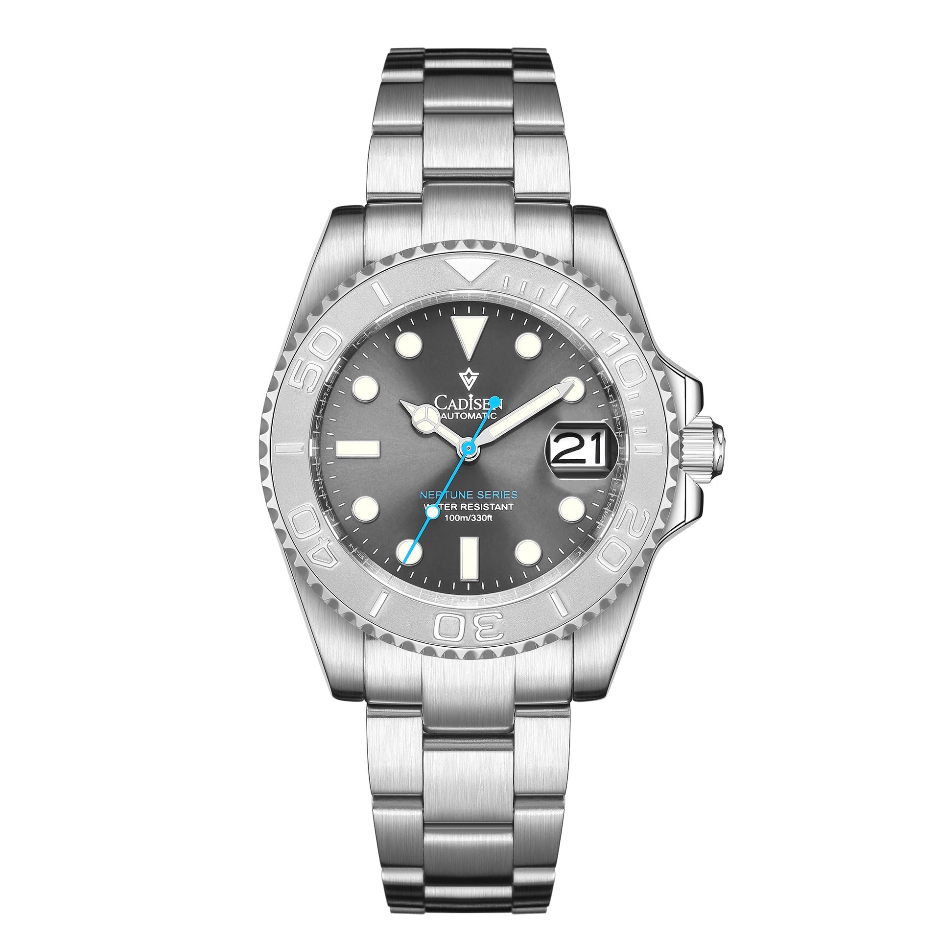 CADISEN Orologi meccanici da uomo di alta marca, orologio automatico di lusso in zaffiro NH35, orologio Yacht-Master 40 in acciaio inossidabile, orologio meccanico luminoso