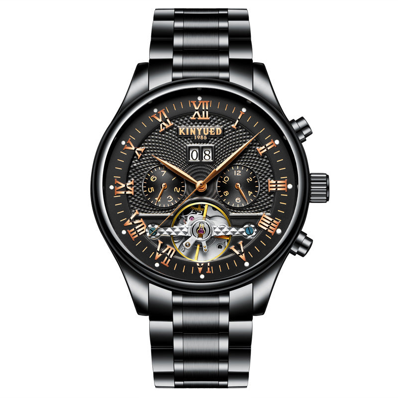 Orologio meccanico da uomo KINYUED Tourbillon Hollow