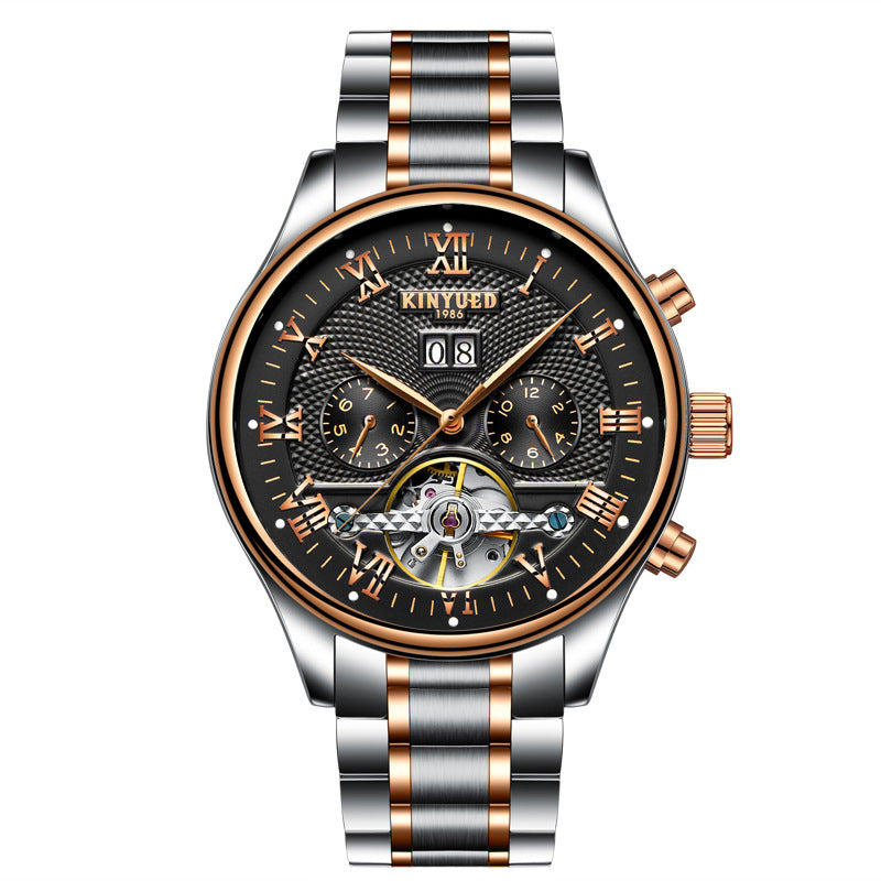 Orologio meccanico da uomo KINYUED Tourbillon Hollow