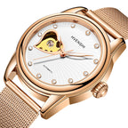 HVENSHI Unique Fashion Women Mechanical Watch Waterproofing Steel Strap Tourbillion Watch Charm Leisure Watch