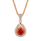 Women's Garnet Zircon Champagne Gold Ring Necklace