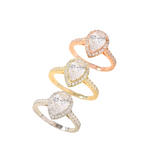 S925 Inlaid Water Drop Pear-shaped Zircon Women's Ring