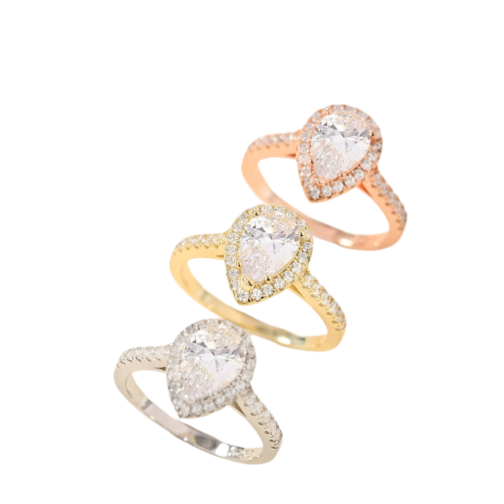 S925 Inlaid Water Drop Pear-shaped Zircon Women's Ring