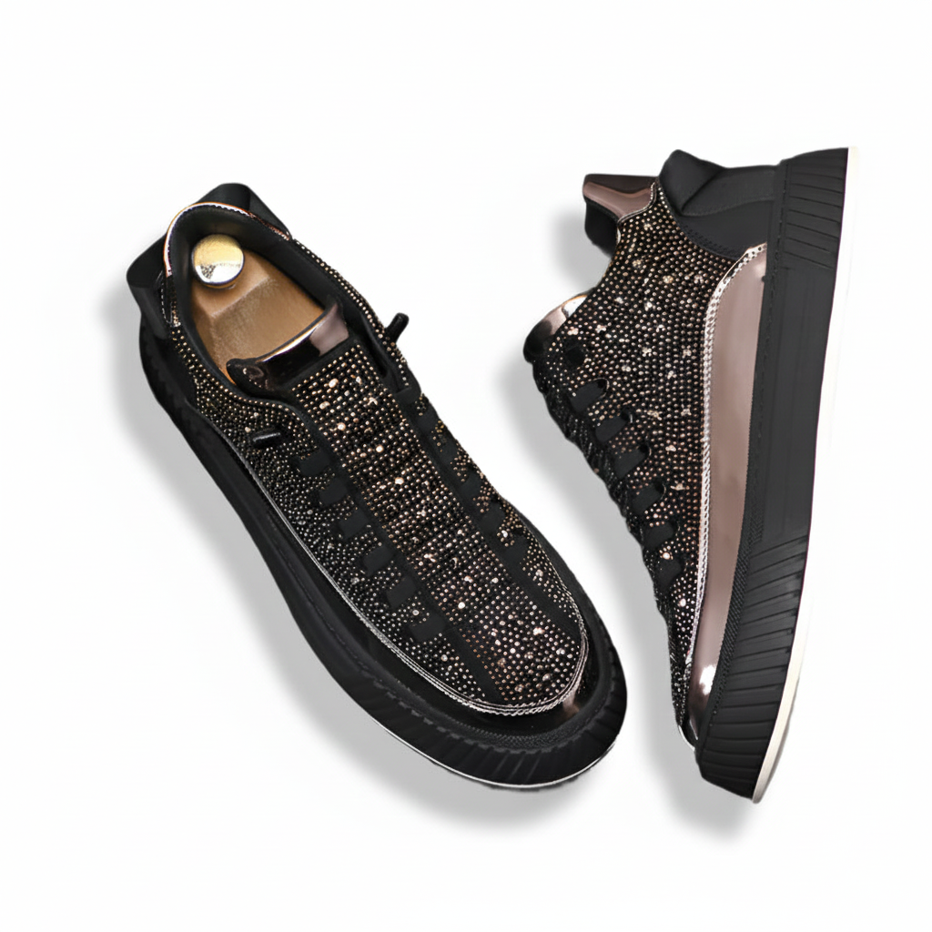 Scarpe da ginnastica casual da ballo con strass glamour di lusso da uomo, slip-on, scarpe da ginnastica alla moda da uomo