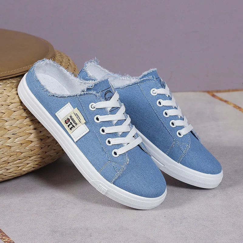 Frayed Hem Lace Up Canvas Sneakers - Acquisti Online