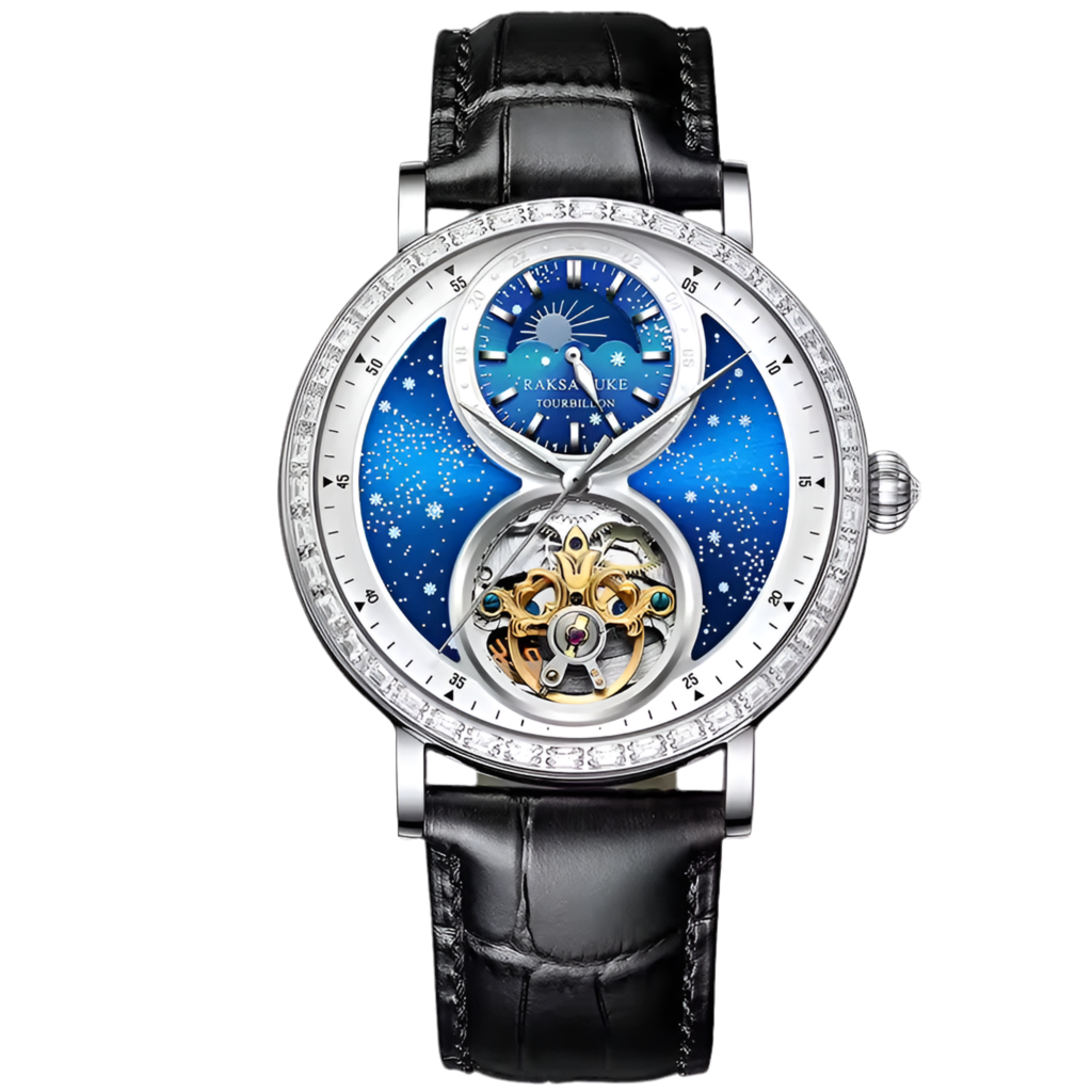 RAKSA DUKE New Tourbillon Leather Watch Automatic Watch for Men Luxury Diamond Moon Phase Mechanical Watches Men Waterproof Montre Homme New - Acquisti Online