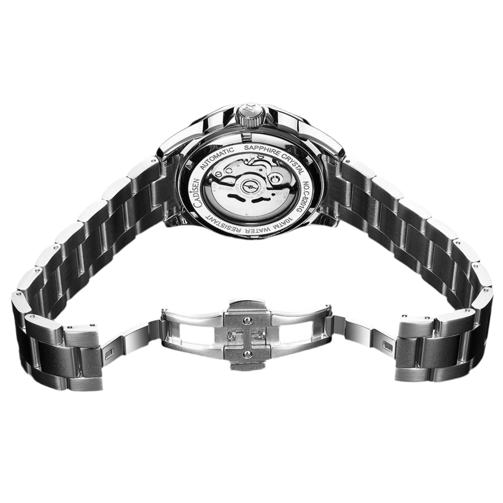 CADISEN Orologio da uomo automatico meccanico con cristallo di zaffiro e impermeabile Orologio da uomo con movimento meccanico e impermeabile