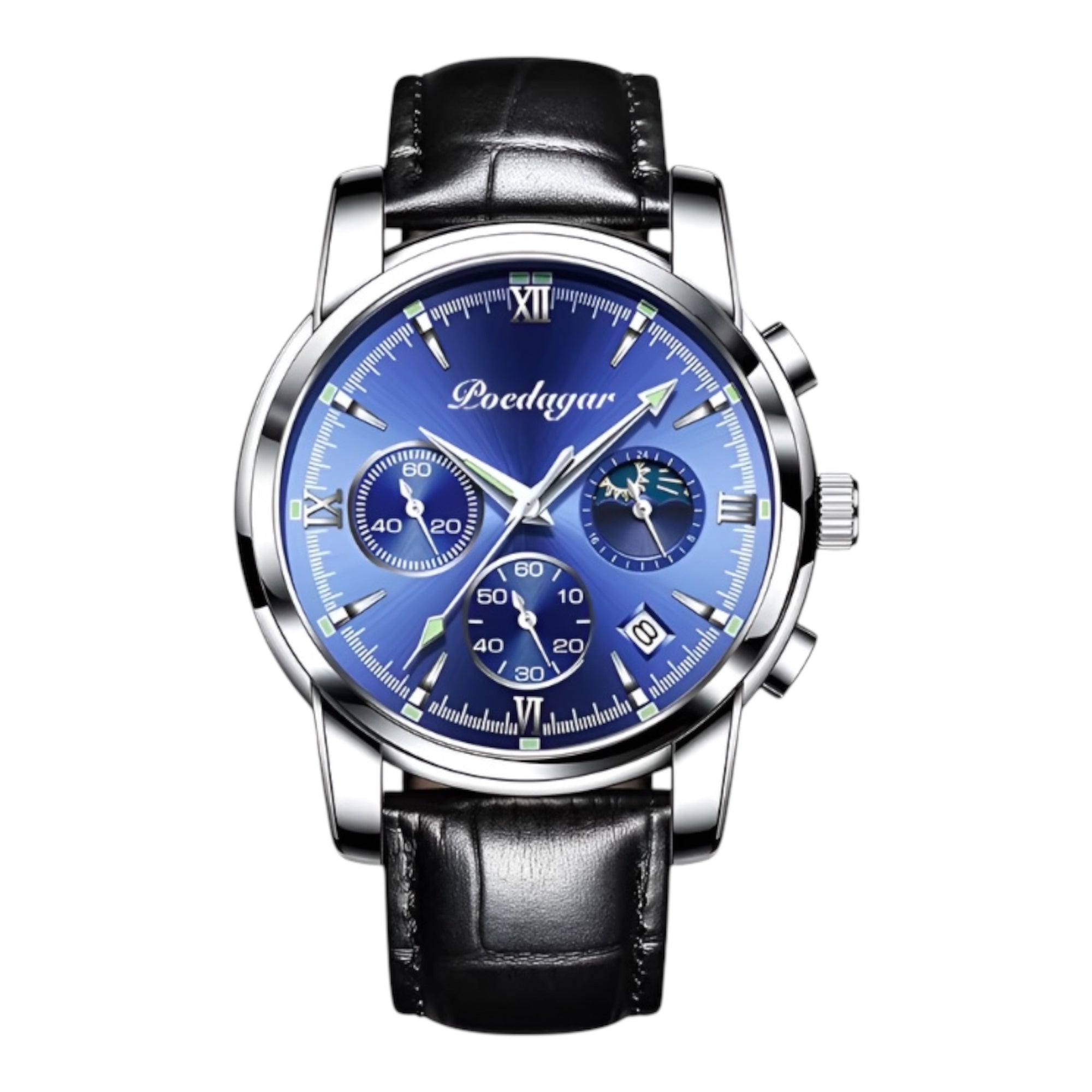 POEDAGAR Luxury Men Casual Watch Waterproof Chronograph Luminous Wristwatches Stainless Steel Men's Quartz Watch