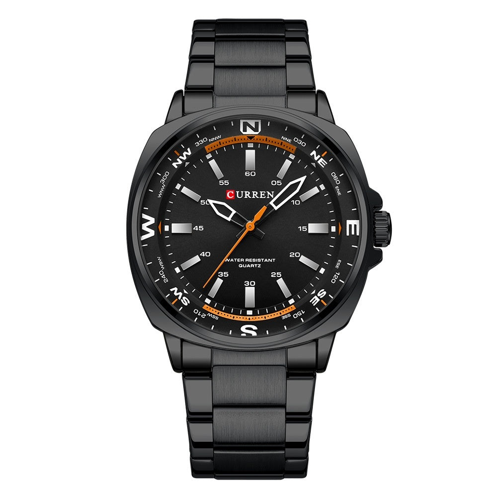 CURREN 8455 Men's Quartz Watch Big Dial Waterproof Stainless Steel Band Casual Business Elegant Watches for Men