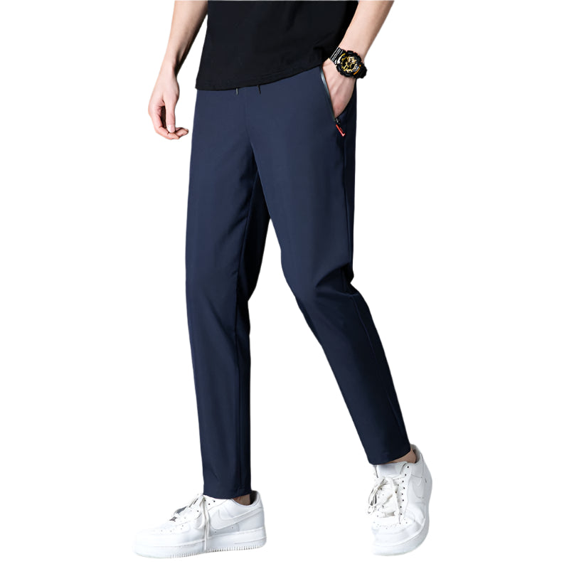 Heren modieuze casual formele zakelijke broeken strepen recht middelhoge taille polyestervezel slim fit heren casual formele broeken