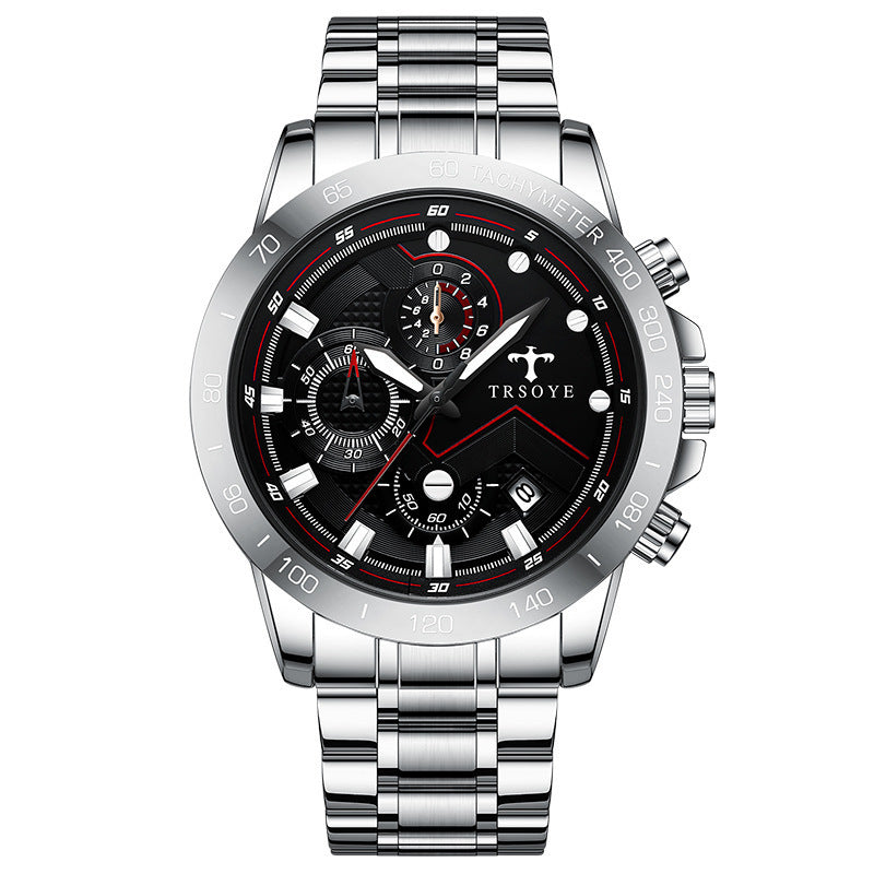 Trsoye Orologio da uomo casual alla moda sportivo impermeabile con movimento automatico al quarzo e cinturino in pelle