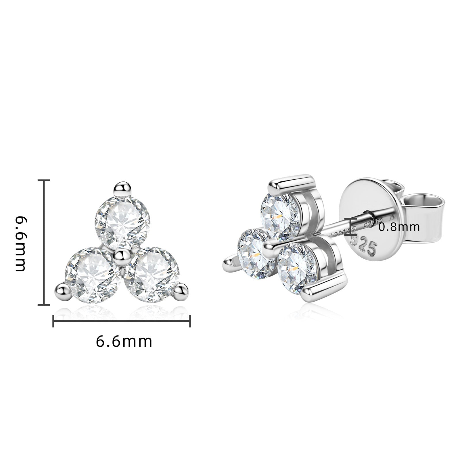 Damesoorbellen in de vorm van een klavertje vier, oorstekers met D-kleurige moissanite diamanten, veelzijdige zilveren oorbellen voor dames