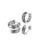 Delicate Retro Thai Silver Chaoren Ring Earrings With Micro Inlaid Colorful Zircon Earrings