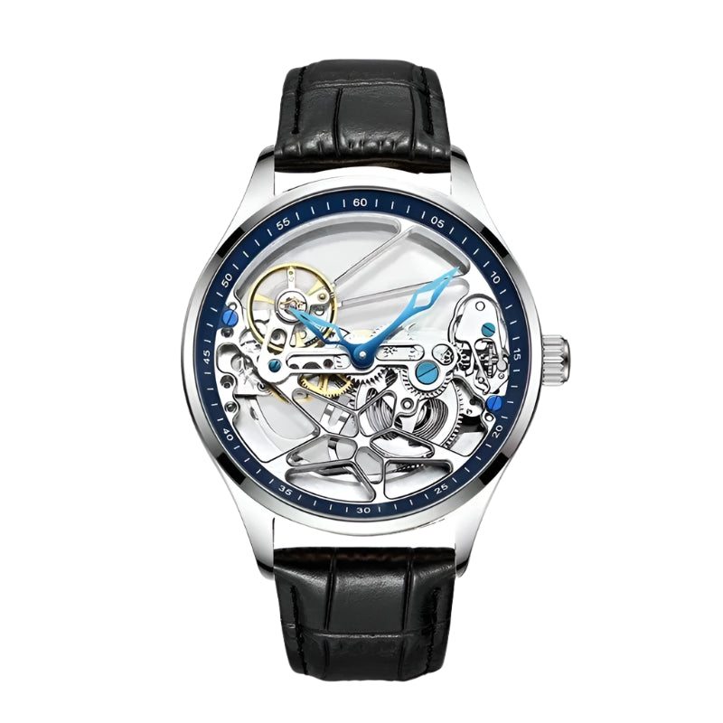 Orologio da polso meccanico automatico da uomo con volano cavo bifacciale impermeabile Orologio meccanico automatico da uomo